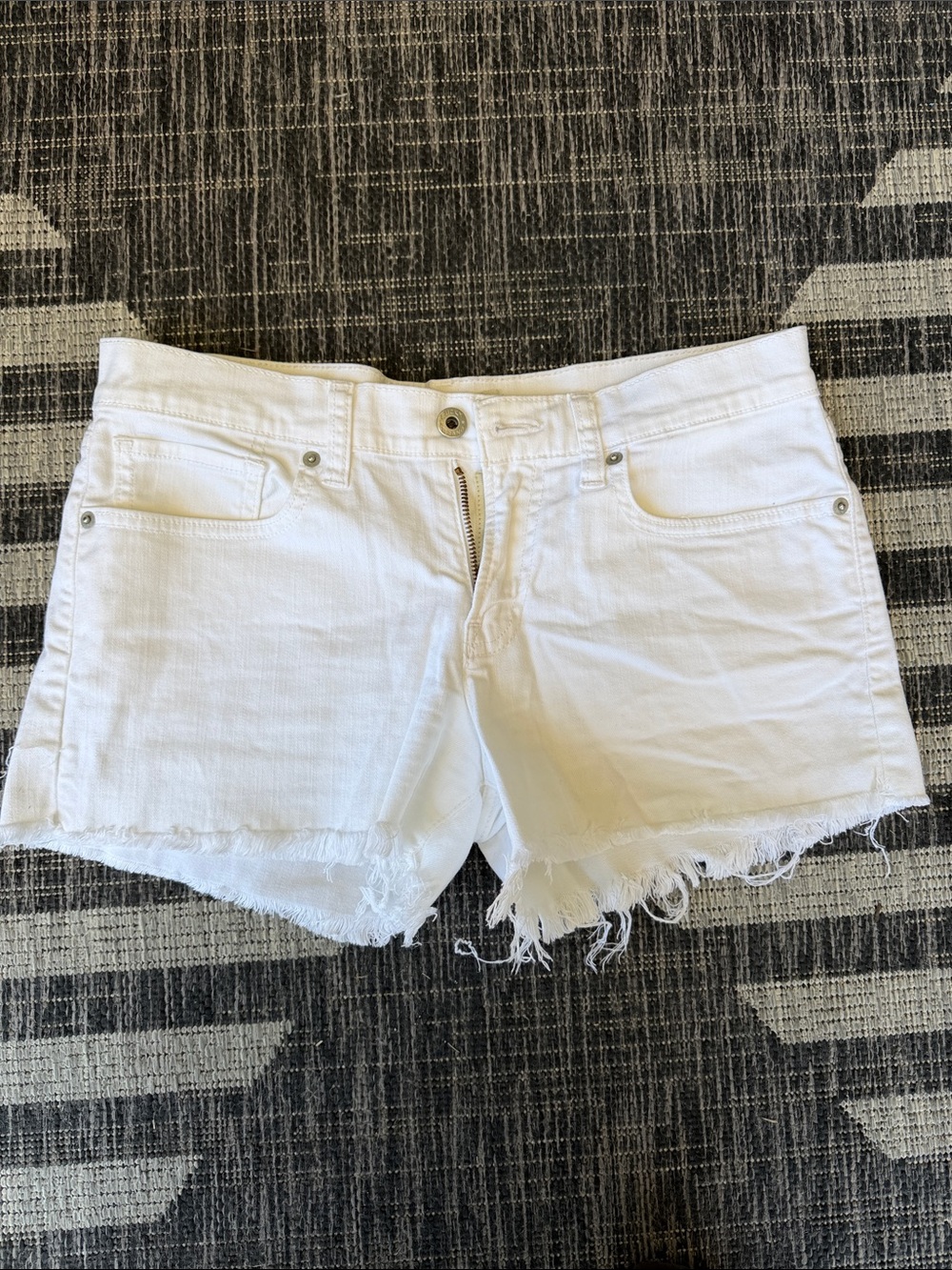 Lucky Brand The Cut Off White Denim Cutoff Shorts
